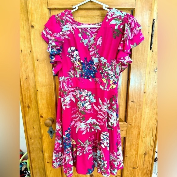 Women’s Rachel Roy Pink Floral Fit & Flare Dress Size 2 - Picture 1 of 14